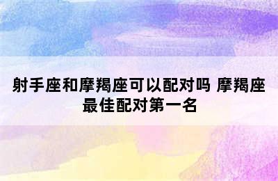 射手座和摩羯座可以配对吗 摩羯座最佳配对第一名